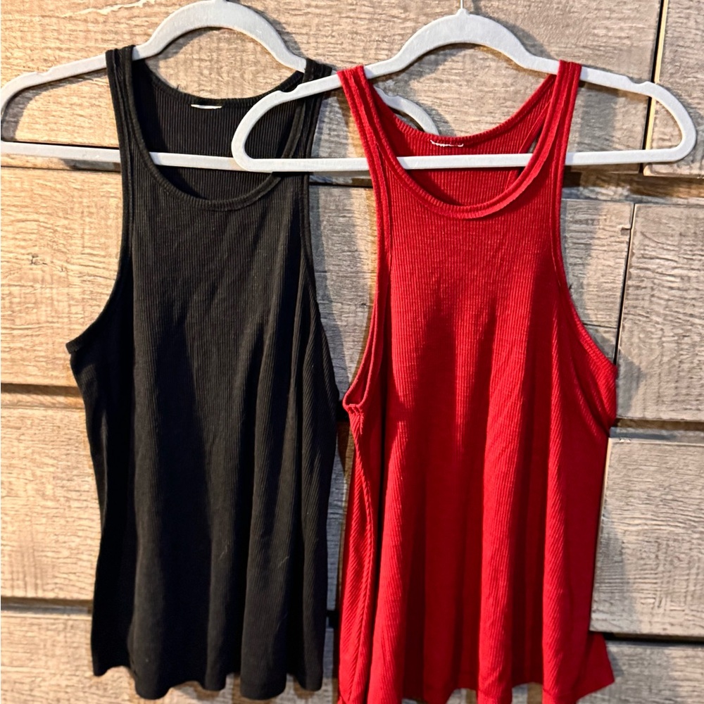 Free People Black and Red Tank Tops